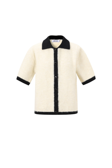 Gestrickte Polyesterfaser Damen Strickjacke Casual Farbkontrast 2
