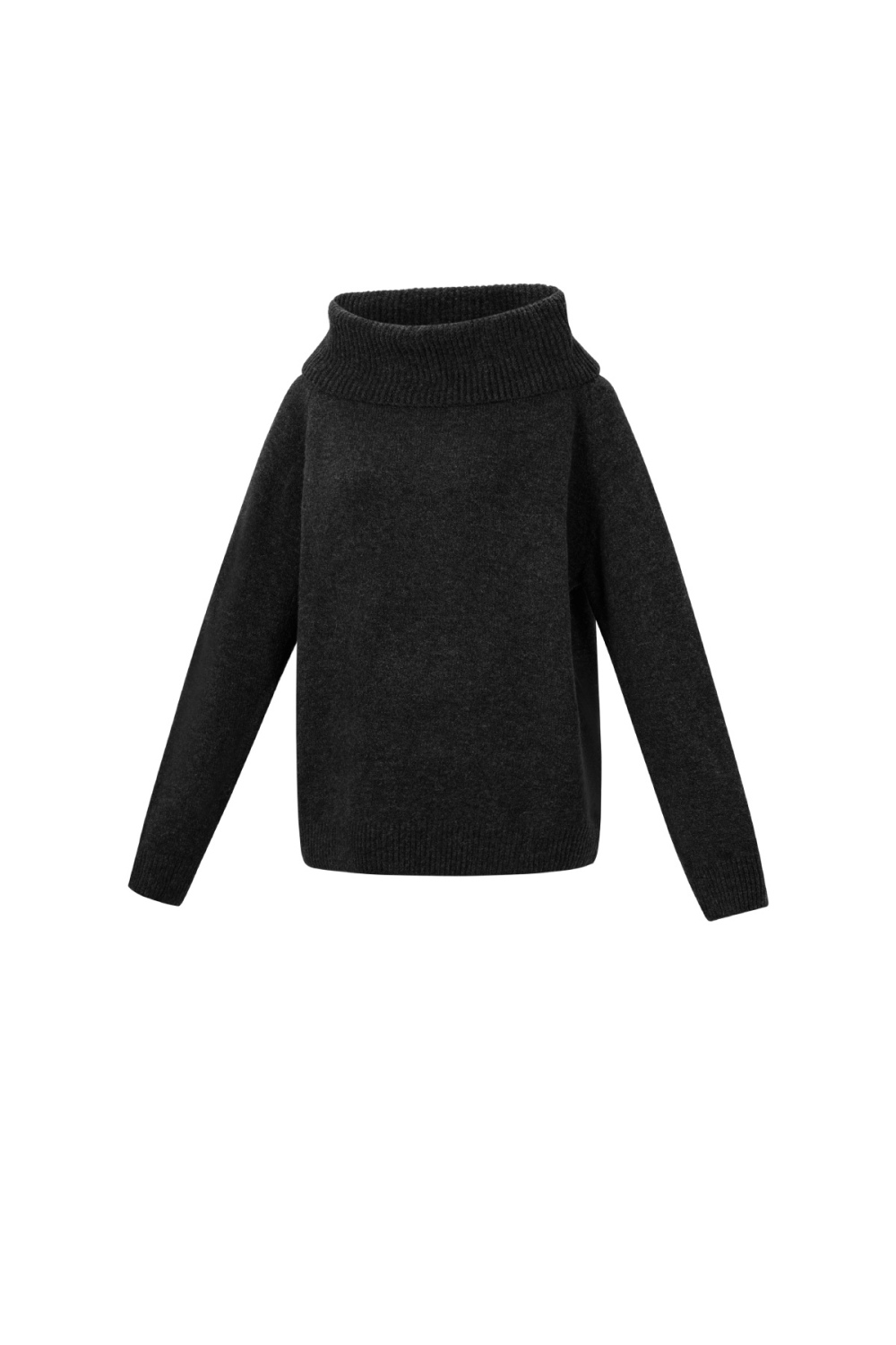 Knitted Polyester Fiber Women's Off-Shoulder Sweater Elegant Solid Color Picture2
