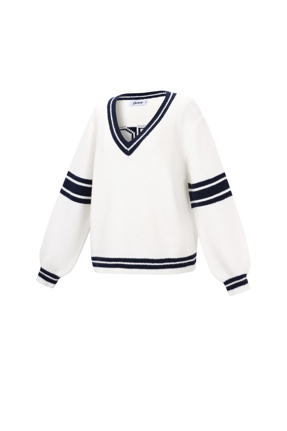 Örme Poliester Lif Kadın V Yaka Sweatshirt Sporlu Kontrast Şeritler Resim2