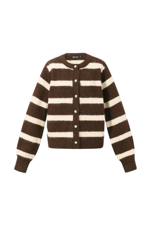 Knitted Polyester Fiber Women's Cardigan Casual Stripes h5