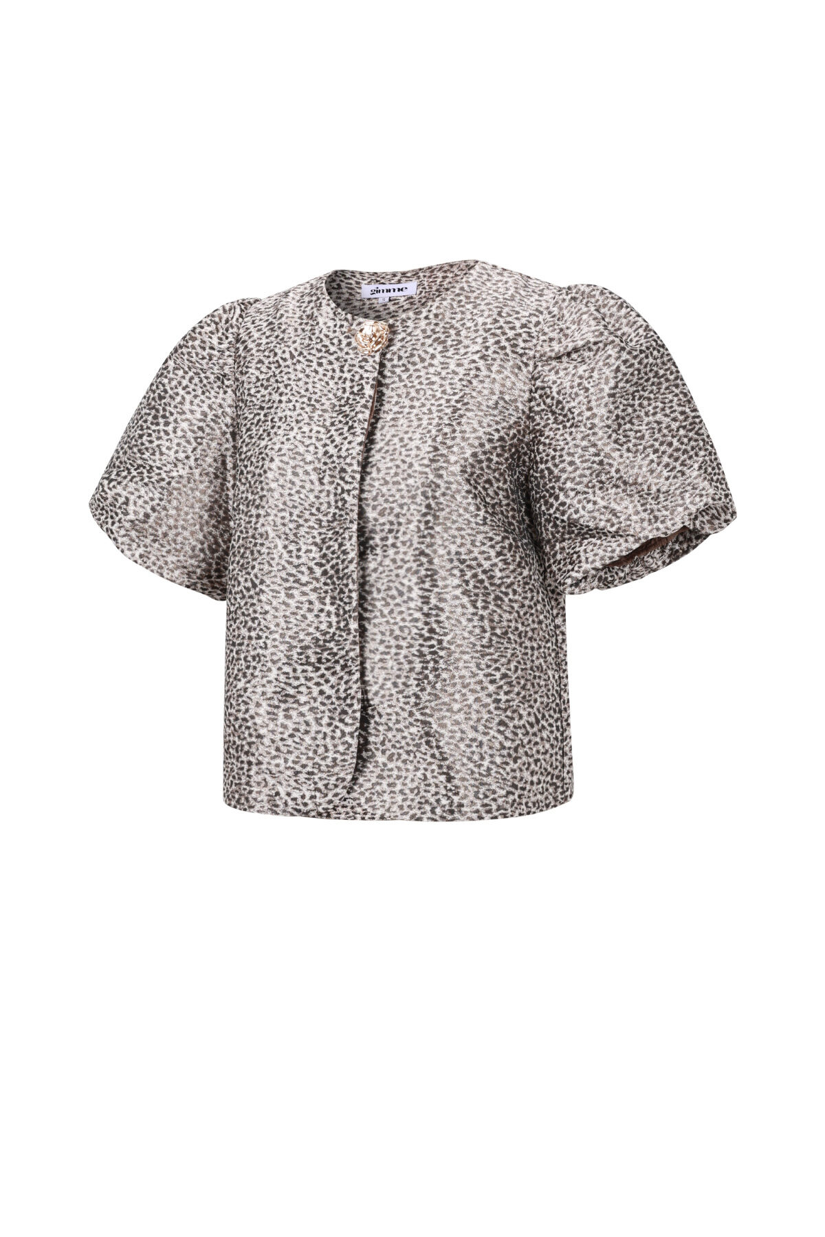 Woven Polyester Fiber Women's Short Sleeve Tops Elegant Leopard Print h5Picture2