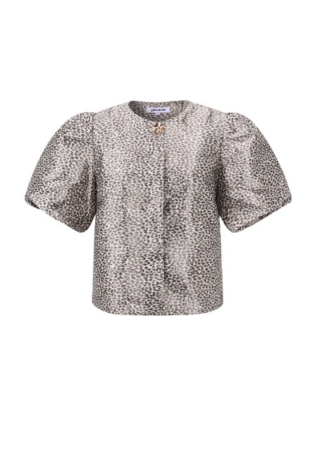 Woven Polyester Fiber Women's Short Sleeve Tops Elegant Leopard Print 2