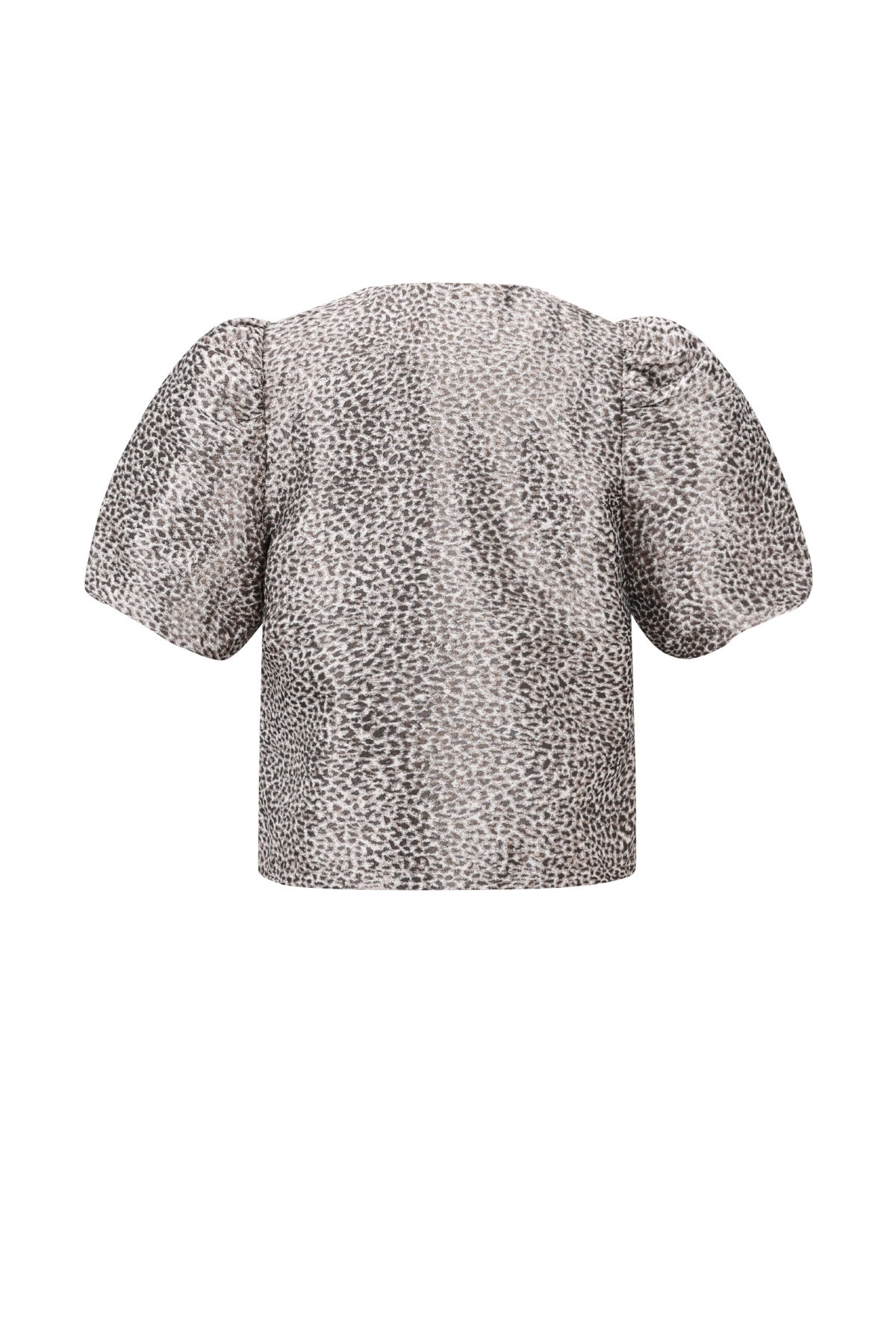 Woven Polyester Fiber Women's Short Sleeve Tops Elegant Leopard Print h5Picture3