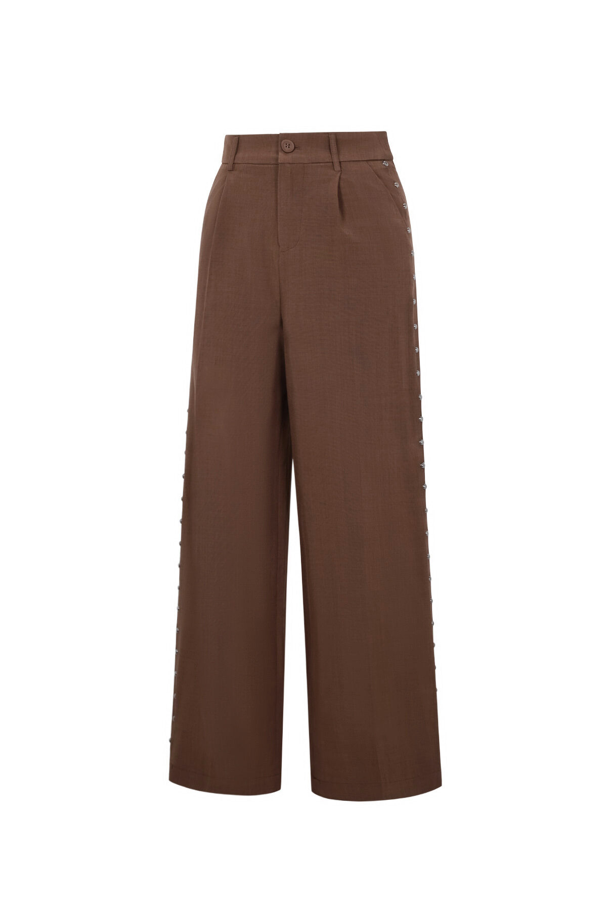 Woven Polyester Fiber Women's Wide Leg Pants Elegant Solid Color Fall/Winter h5 Picture2