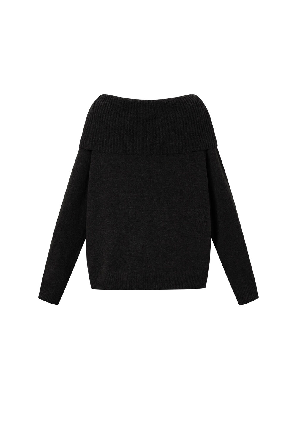 Knitted Polyester Fiber Women's Off-Shoulder Sweater Elegant Solid Color h5Picture3