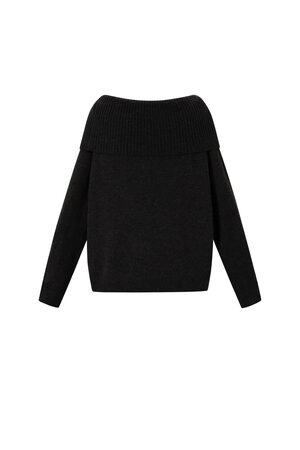 Knitted Polyester Fiber Women's Off-Shoulder Sweater Elegant Solid Color h5 Picture3