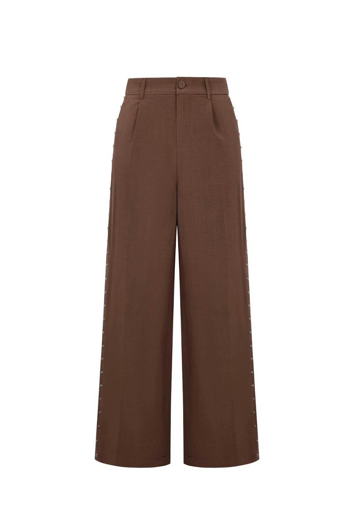Woven Polyester Fiber Women's Wide Leg Pants Elegant Solid Color Fall/Winter h5 