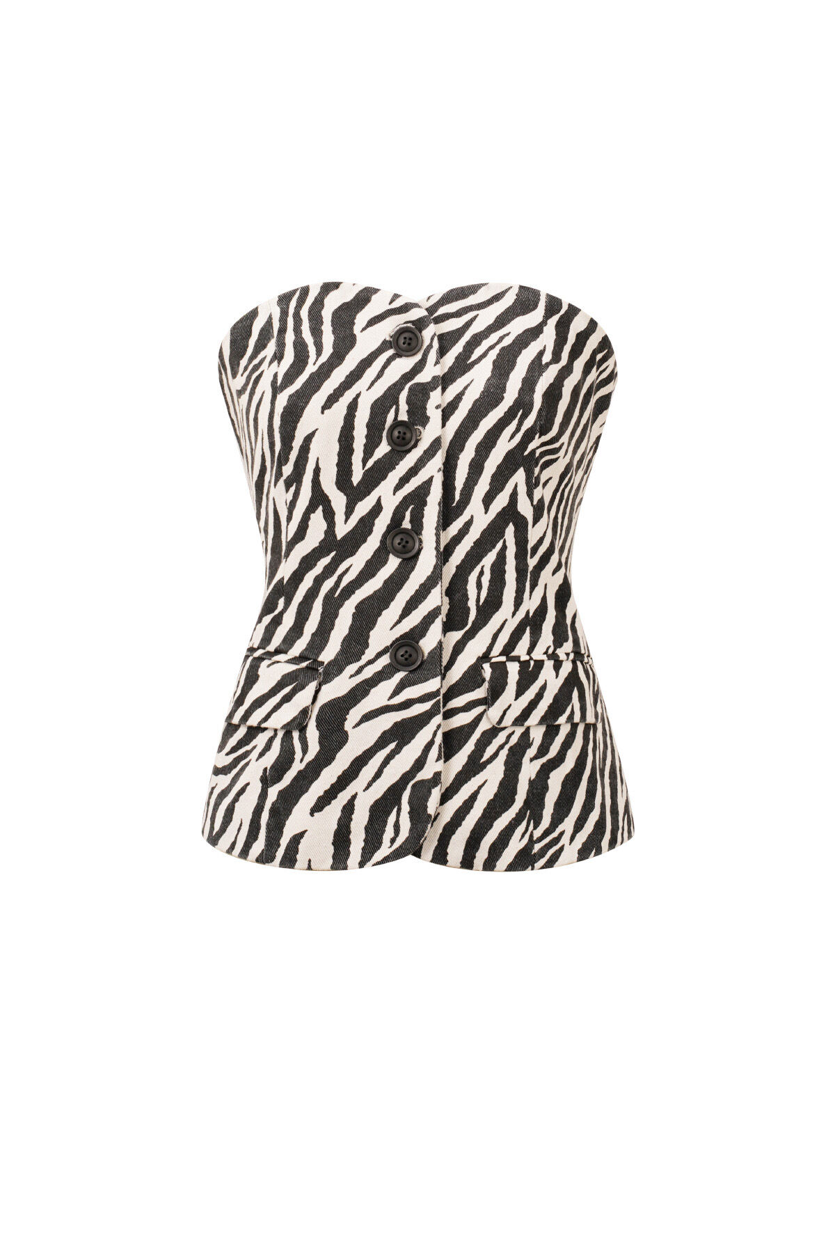 Coton Haut Sans Manches Femme Imprimé Zèbre Boutonnage Avant 2