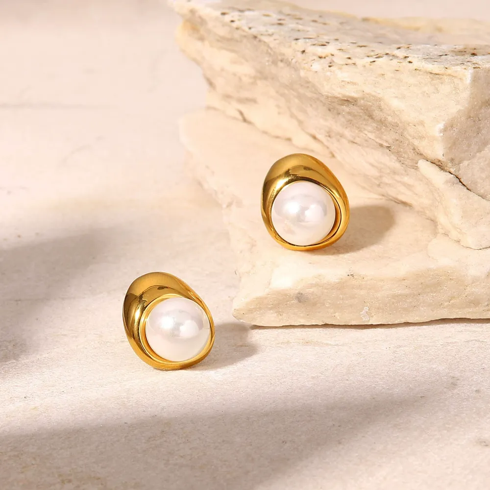   Style Internet  Same Style  Gold Stainless Steel Earrings Fashion Personalized Pearl Earrings Earrings Women's Jewelry Picture5