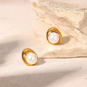   Style Internet  Same Style  Gold Stainless Steel Earrings Fashion Personalized Pearl Earrings Earrings Women's Jewelry h5 Picture5