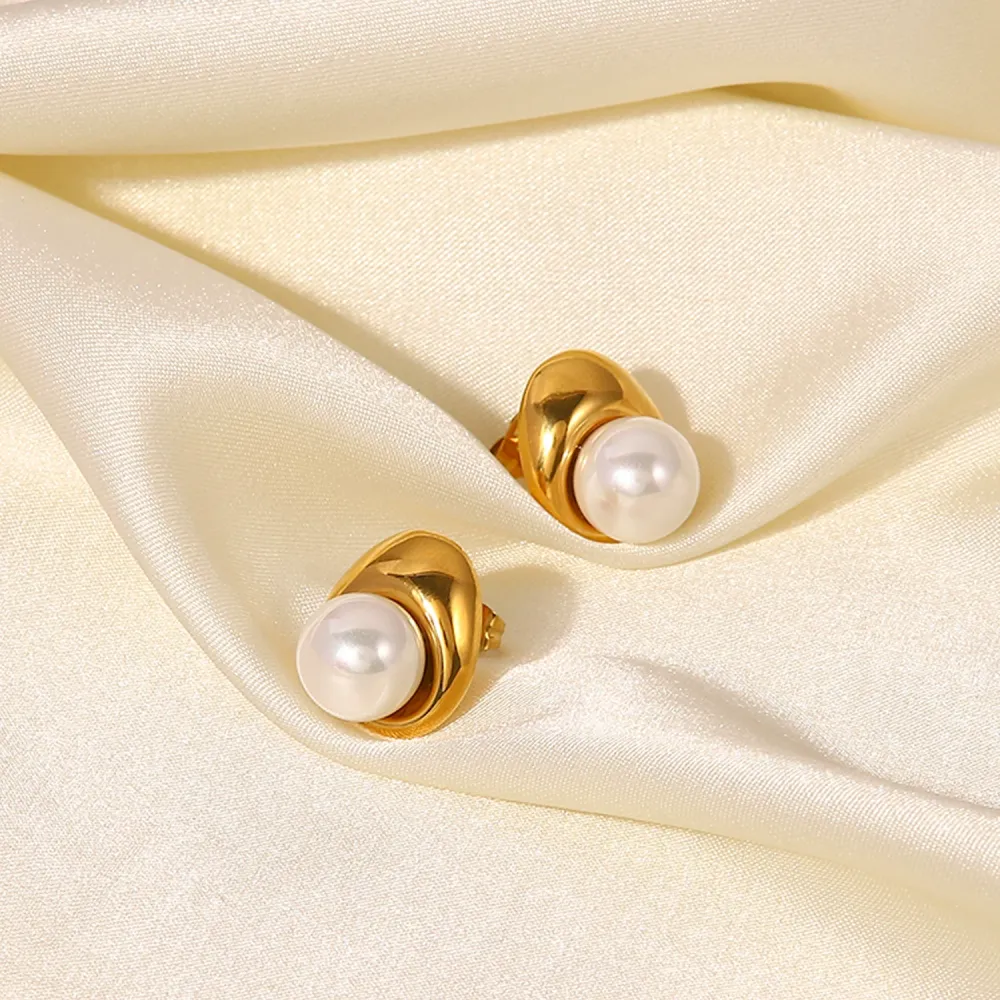   Style Internet  Same Style  Gold Stainless Steel Earrings Fashion Personalized Pearl Earrings Earrings Women's Jewelry Picture6