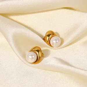   Style Internet  Same Style  Gold Stainless Steel Earrings Fashion Personalized Pearl Earrings Earrings Women's Jewelry h5 Picture6