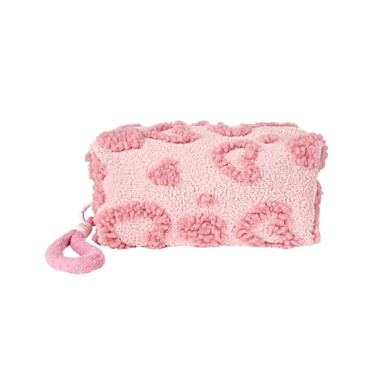 Borsa a cuscino rosa con agnello innamorato, da tenere in mano 