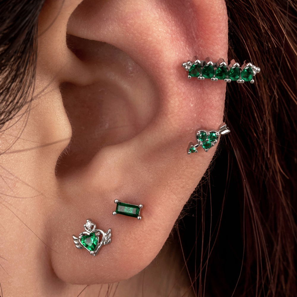 1 Piece Simple Series Classic Heart Titanium Steel No Plating Material Zircon Women Piercing Earrings Picture2