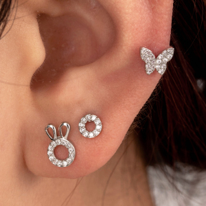 1 Piece Simple Series Simple Animal Titanium Steel No Plating Material Zircon Women Piercing Earrings h5 Picture3