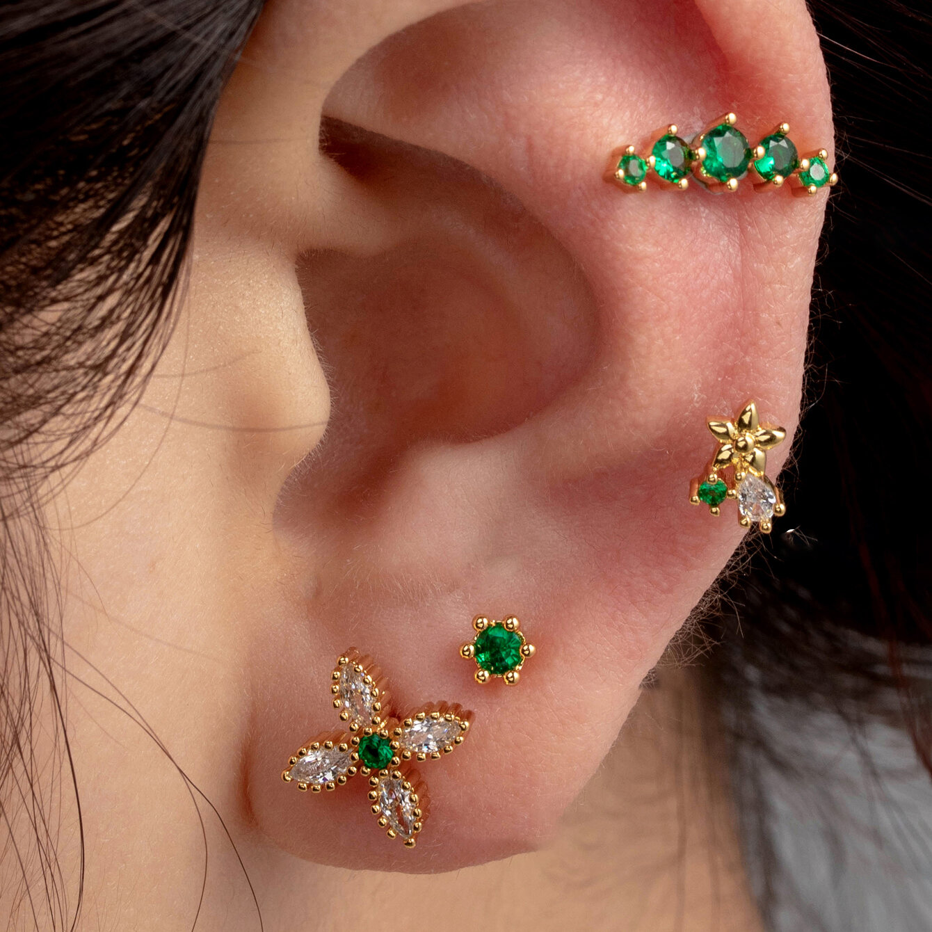 1 Piece Simple Series Simple Flower Titanium Steel No Plating Material Zircon Women Piercing Earrings h5 Picture2