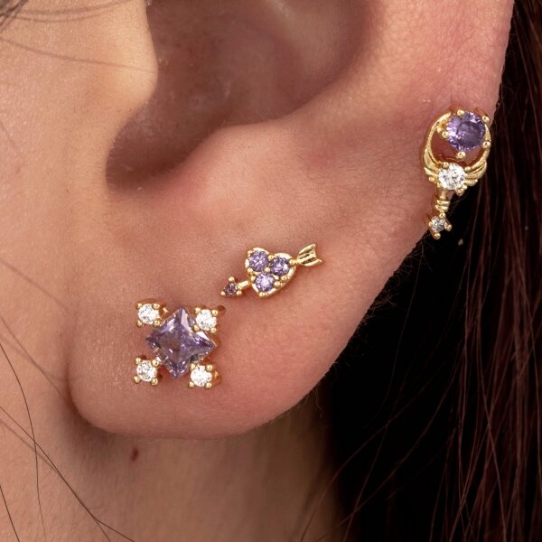 1 pezzo semplice serie semplice cuore acciaio titanio senza placcatura materiale zircone orecchini da donna piercing h5 Immagine2