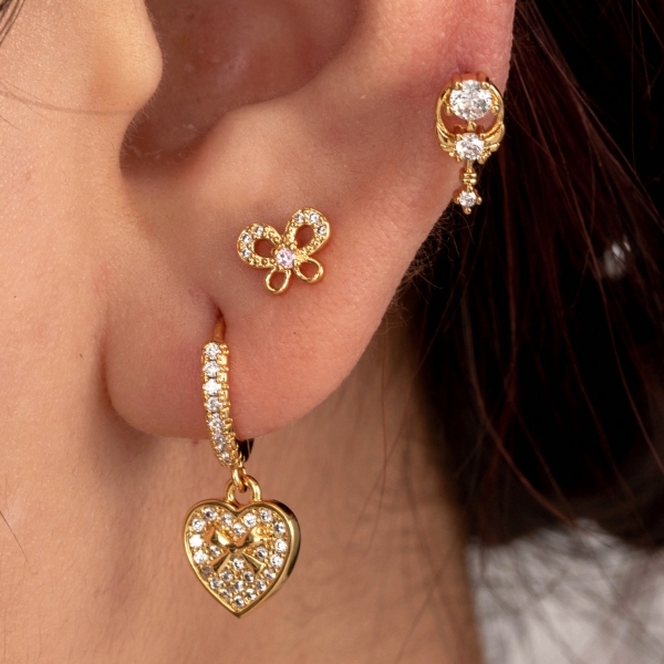 1 Piece Simple Series Simple Heart Titanium Steel No Plating Material Zircon Women Piercing Earrings h5Picture2