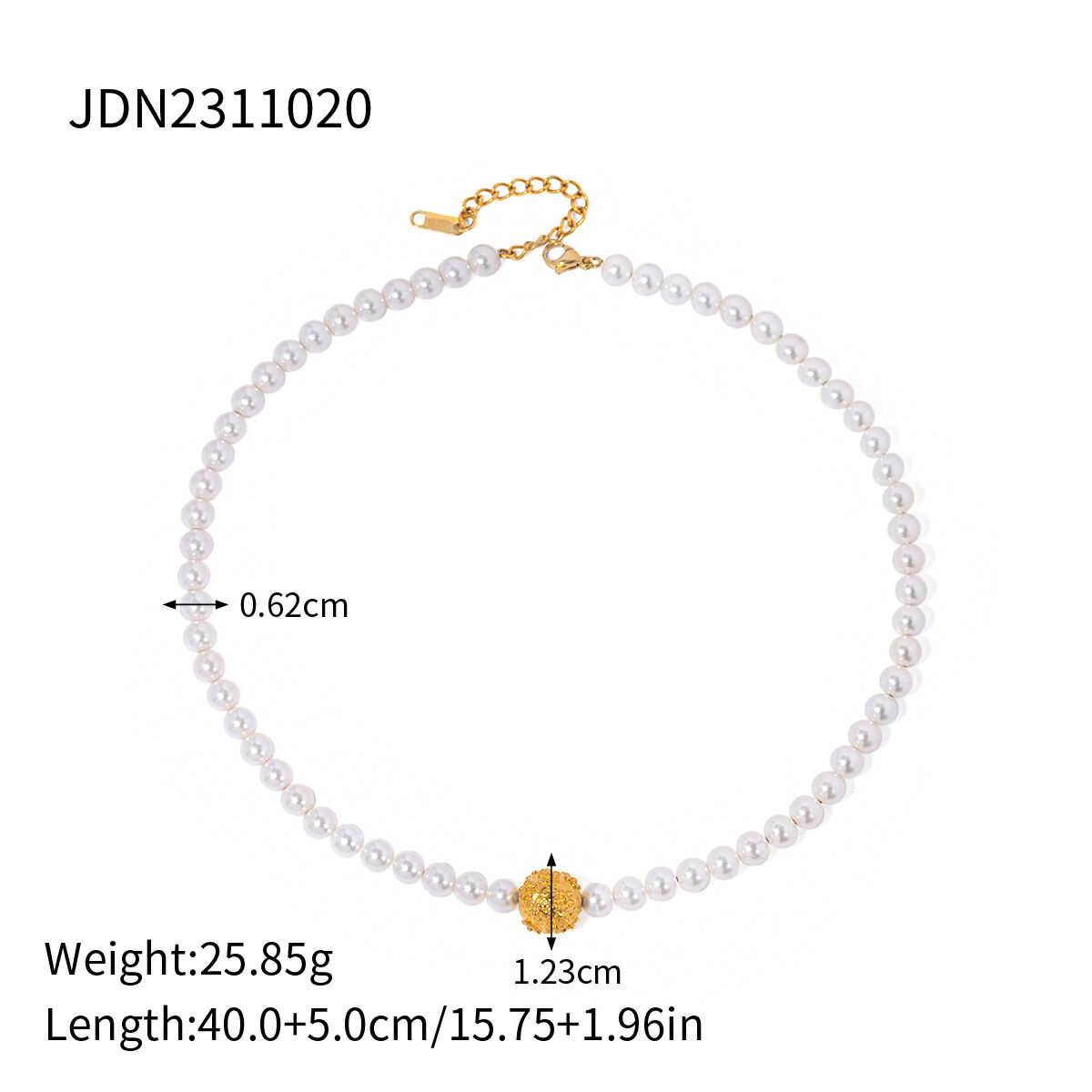 1 Stück Simple Series Elegante Perlen Edelstahl 18 Karat vergoldet Perlen Damen Perlenketten h5 