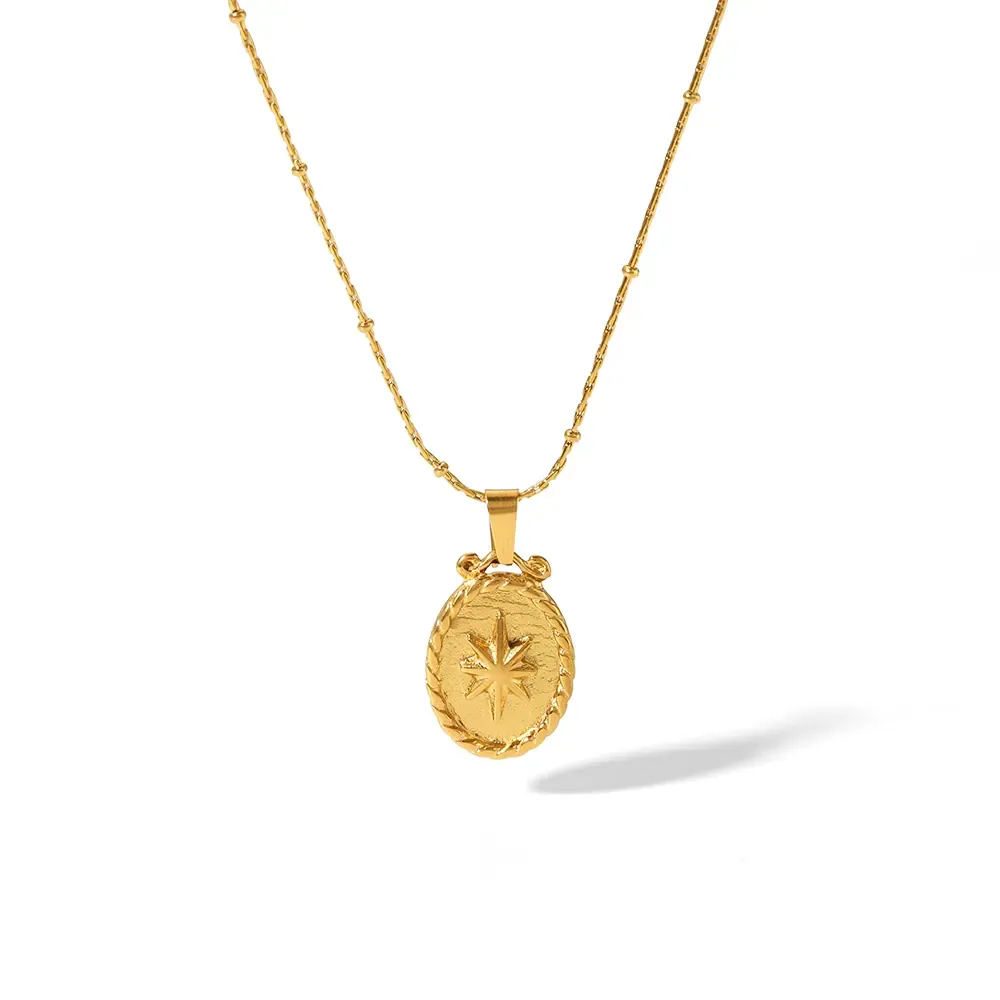 1 Stuk Vintage Klassieke  Vergulde Roestvrijstalen Liefdesroos Geometrische Ronde Hanger Ketting Voor Dagelijks Gebruik Door Vrouwen Afbeelding2