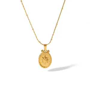 1 Stuk Vintage Klassieke  Vergulde Roestvrijstalen Liefdesroos Geometrische Ronde Hanger Ketting Voor Dagelijks Gebruik Door Vrouwen h5 Afbeelding2