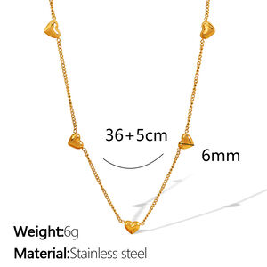 Collar con colgante de acero de titanio chapado en oro de 18 quilates para mujer, serie romántica, corazón clásico, 1 pieza h5