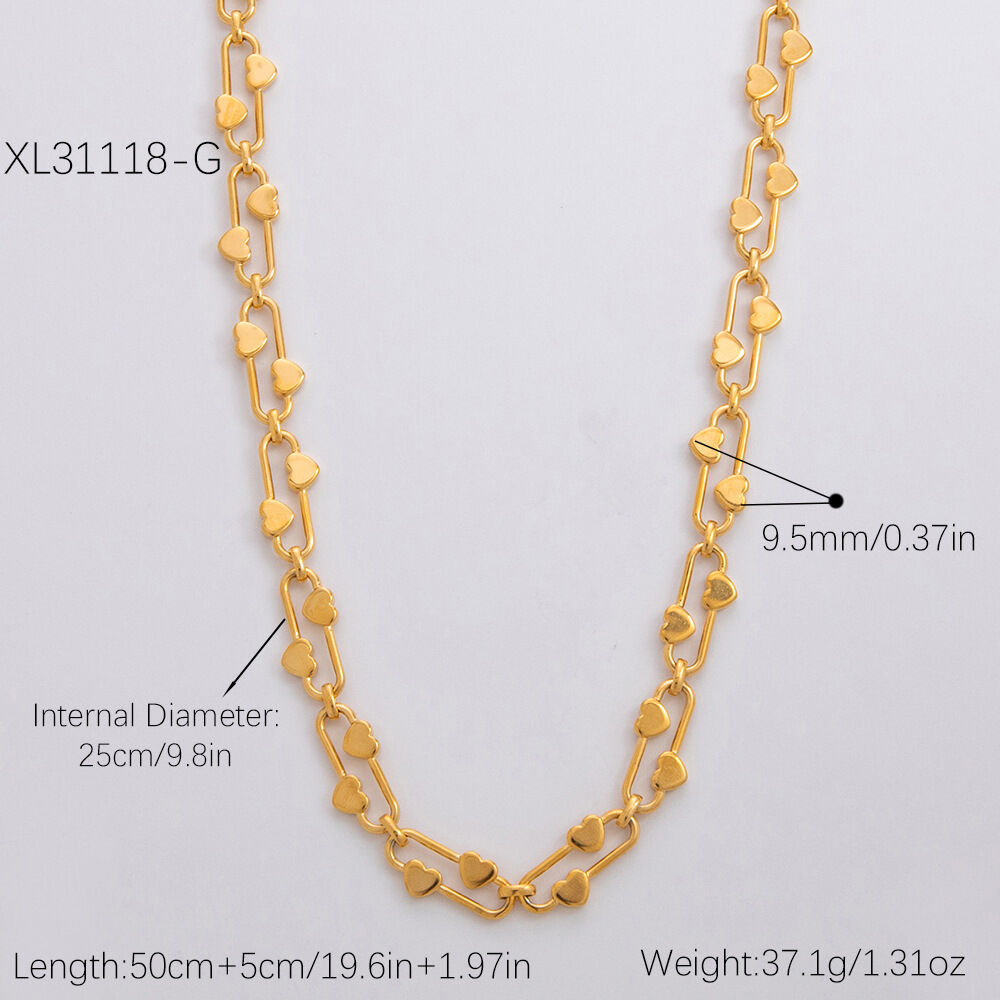 1 piece simple series daily heart stainless steel  gold color plated unisex pendant necklaces 