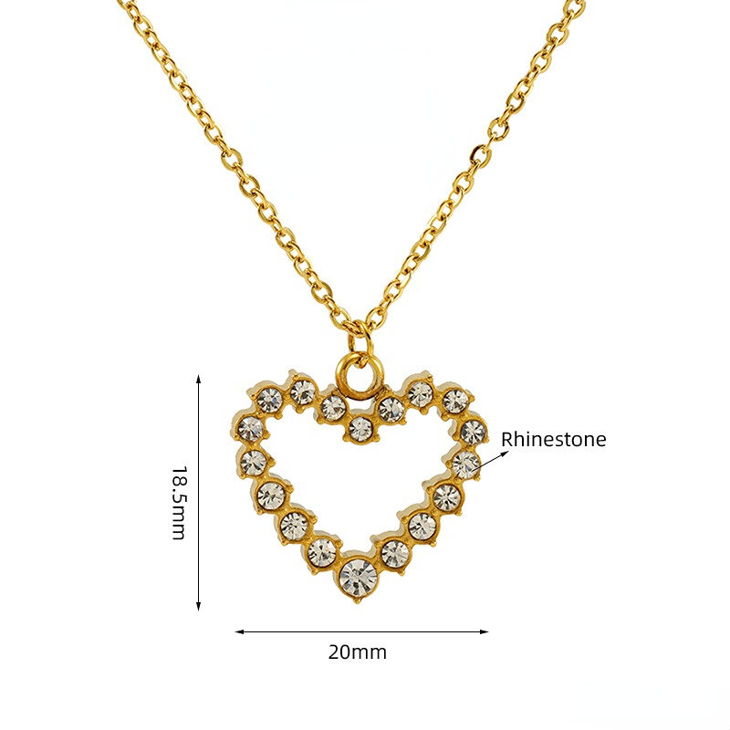 1 paire de colliers légers en acier titane pour femme, pendentifs en forme de cœur et de diamant, chaîne de clavicule, bijoux pour femme h5