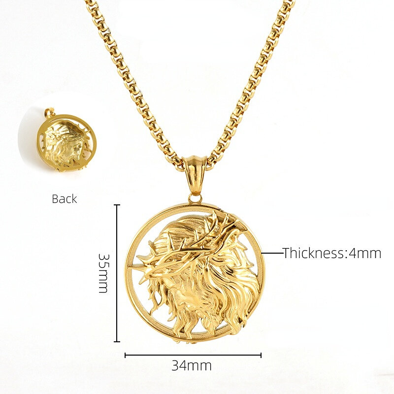 1 Piece Golden Color 3D Relief women's Unisex Necklace h5