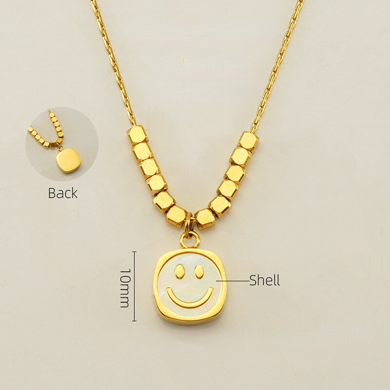 1 Piece Simple Series Classic Daily Smile Round Gold Color Women's Pendant Necklace 