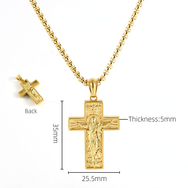 1 Pair 3D Embossed Priest Pendant Unisex Men's Necklace h5