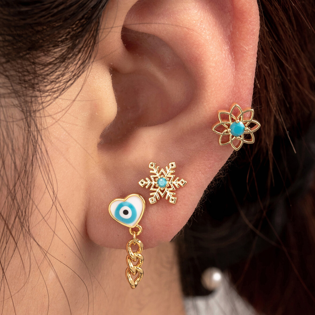 1 pezzo semplice serie quotidiana cuore titanio acciaio senza placcatura materiale zircone orecchini da donna piercing h5 Immagine2