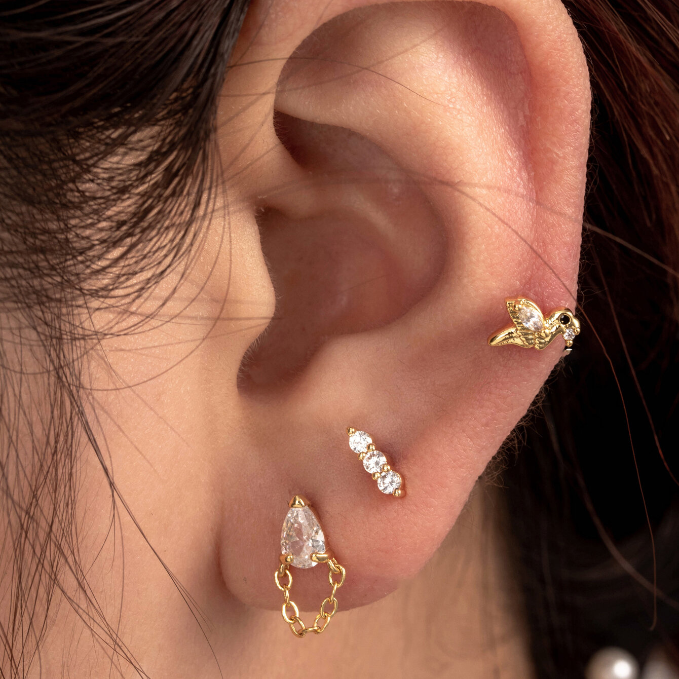 Boucles d'oreilles piercing femme Simple Series Simple Animal en acier titane sans placage, avec zircon. Image2