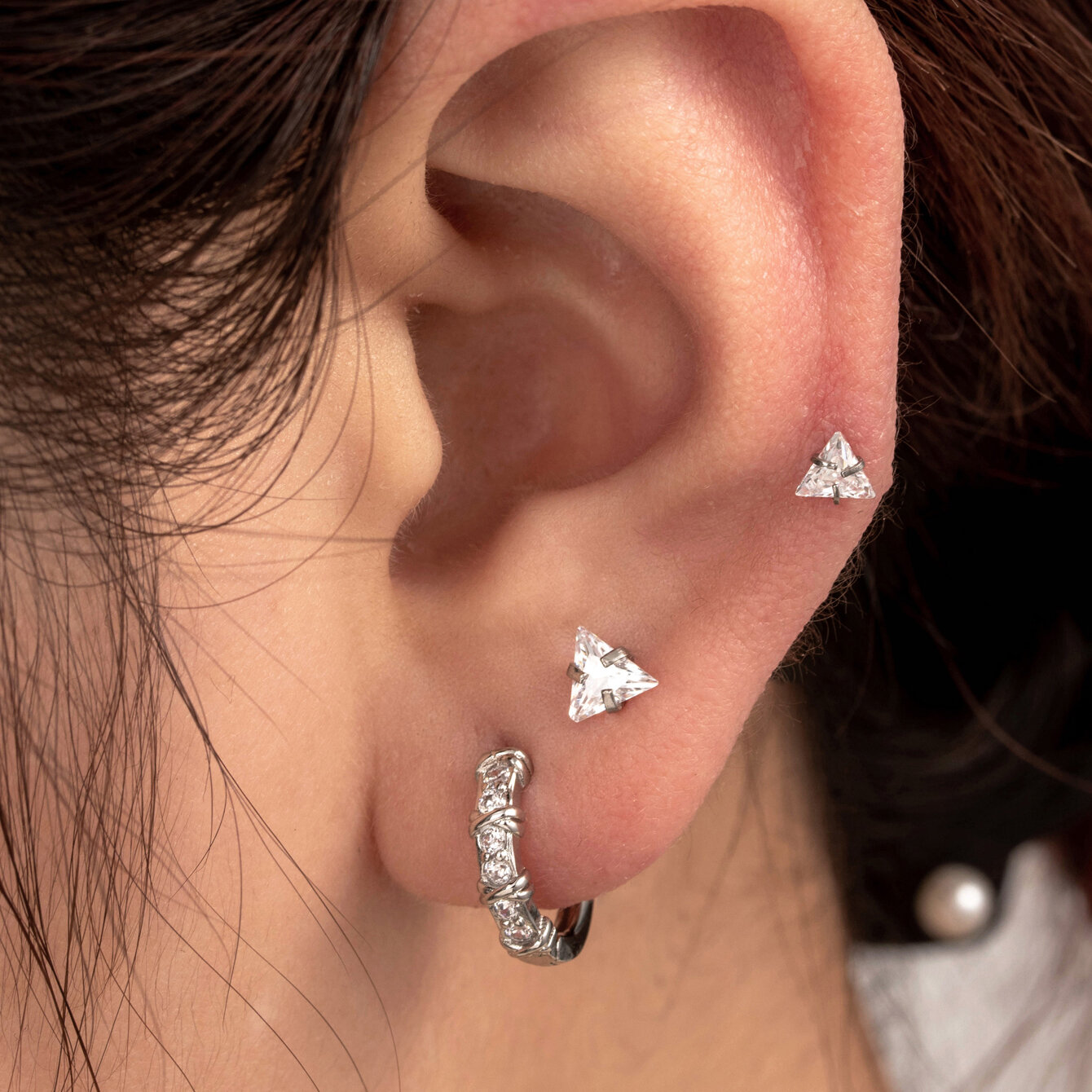 1 Piece Simple Series Simple Geometric Copper No Plating Material Zircon Women Piercing Earrings Picture2