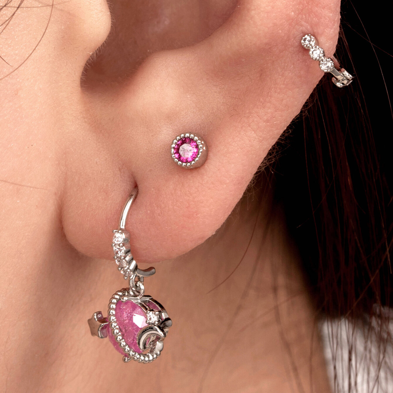 1 pezzo semplice serie classica geometrica rame senza placcatura materiale zircone orecchini da donna piercing 