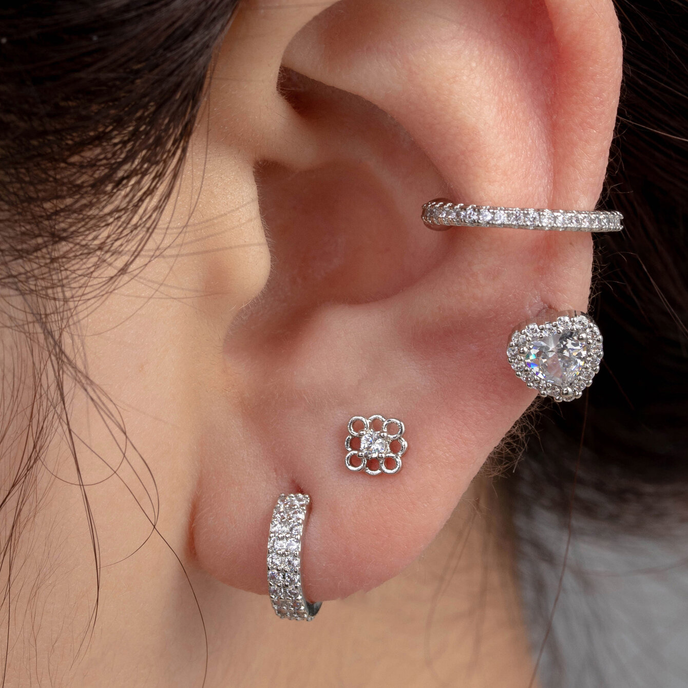 1 stuk eenvoudige serie, simpel hartvormig, koper, zonder plating, zirkonia, oorbellen voor dames h5Afbeelding2