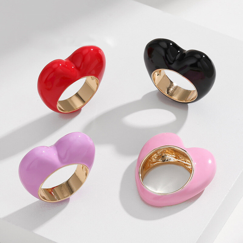 Bague simple en alliage pour femme, série romantique, élégante, cœur Image2