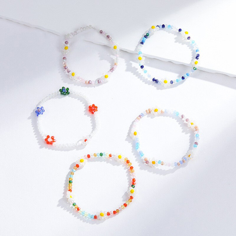 Pulseras de cuentas de cristal con flores retro de lujo para mujer, 1 pieza h5 Imagen2