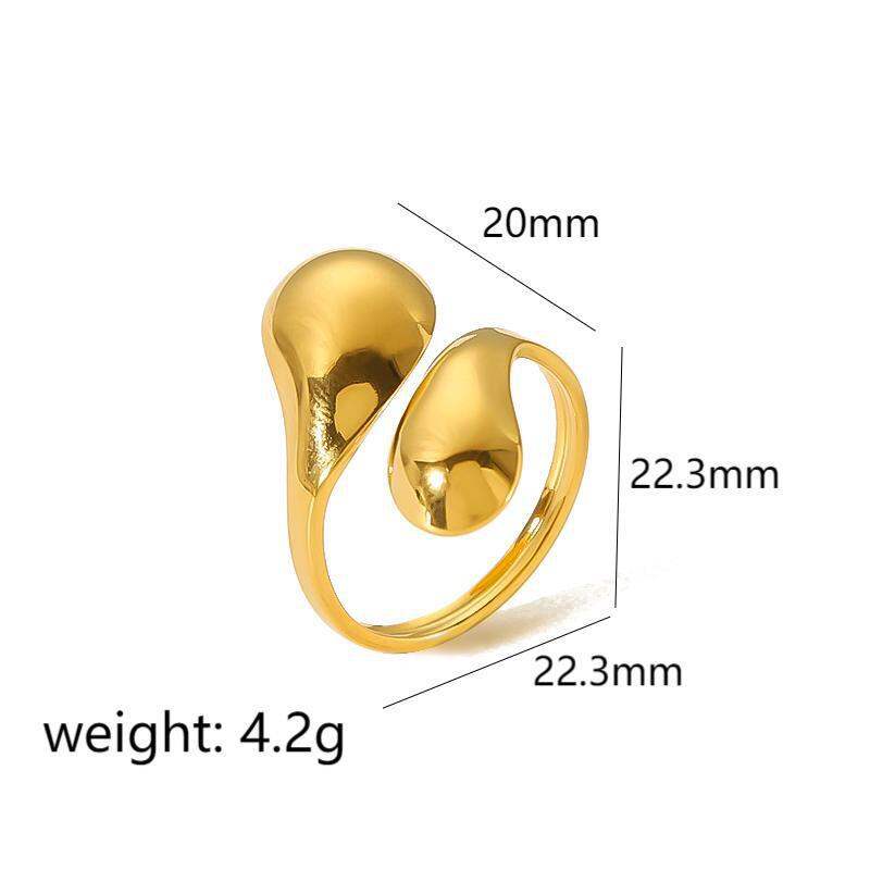 1 Paar Simple Series Einfache geometrische Edelstahl 18 Karat vergoldete verstellbare Damenringe