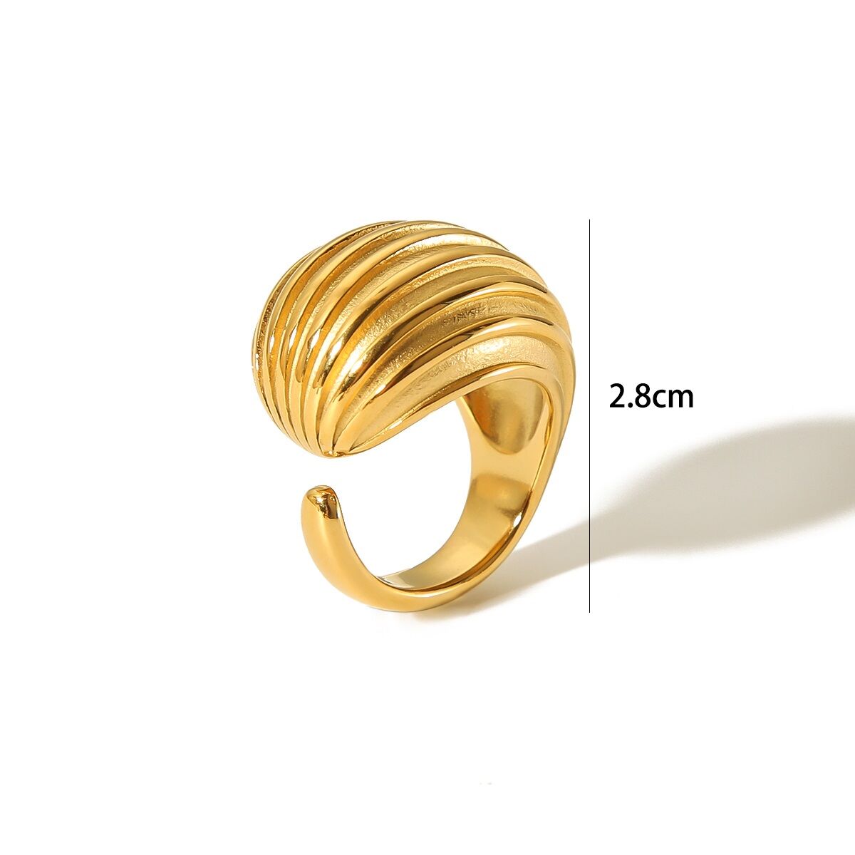 1 piece of exaggerated fashion  gold-plated stainless steel metal stripe open ring for women's jewelry for daily wear h5 
