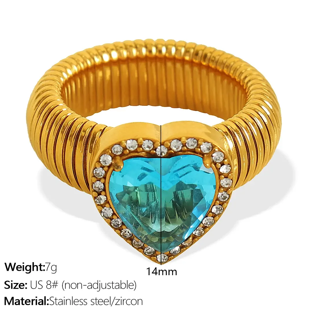 Jz50 Us Circumference 8# Sky Blue Zirconium Gold Ring Picture17