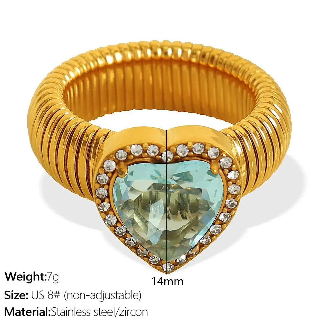 Jz50 Us 8# Light Blue Zirconium Gold Ring Picture16