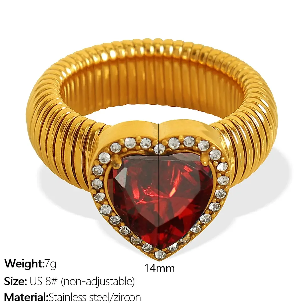 Jz50 8# Red Zirconium Gold Ring Picture13