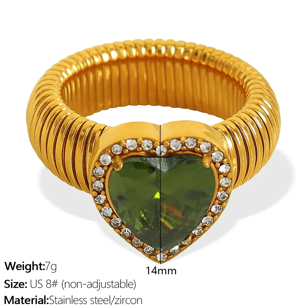Jz50 8# Olive Green Zirconium Gold Ring Picture11