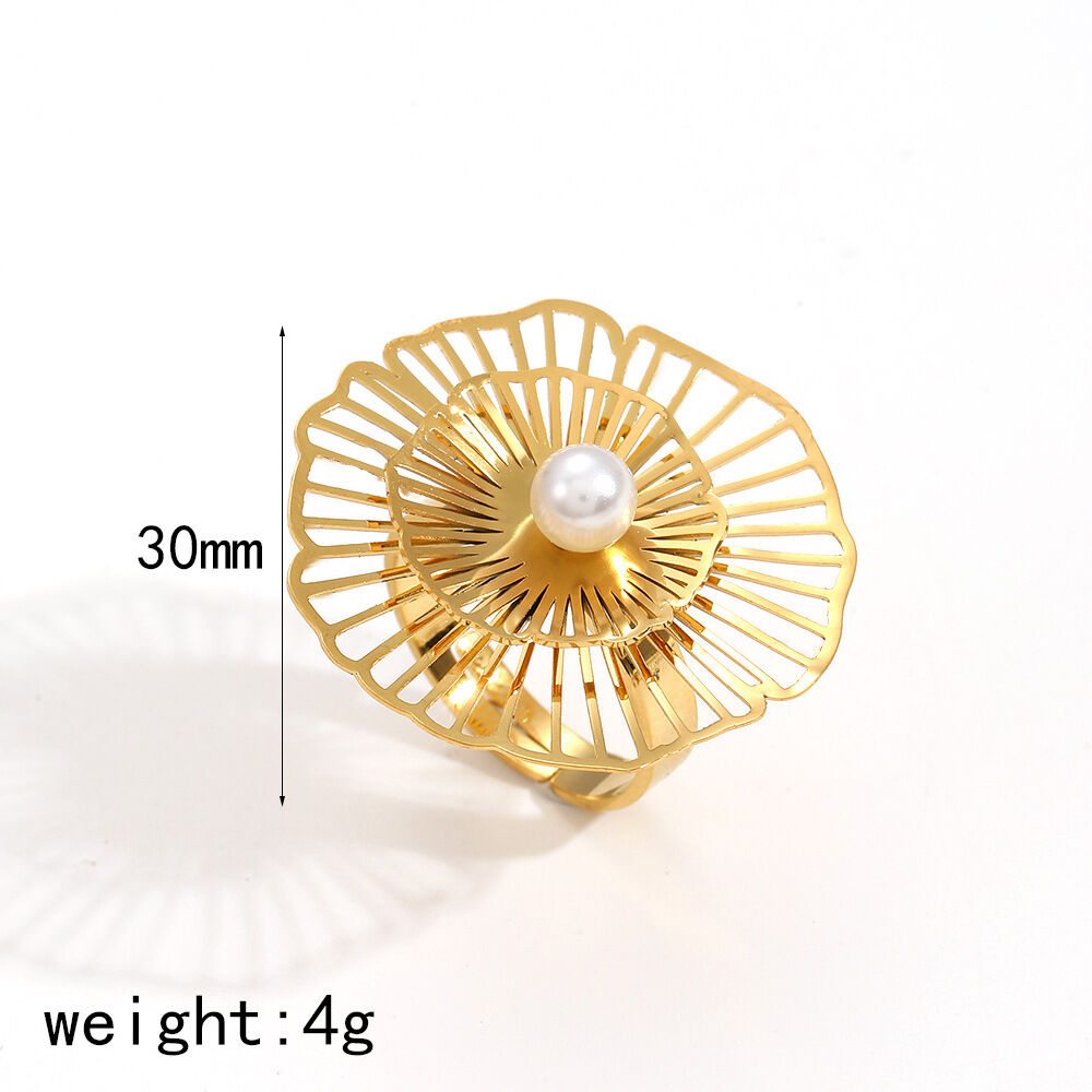1 pair simple series daily flower stainless steel  gold plated artificial pearl women Drop Earrings h5 