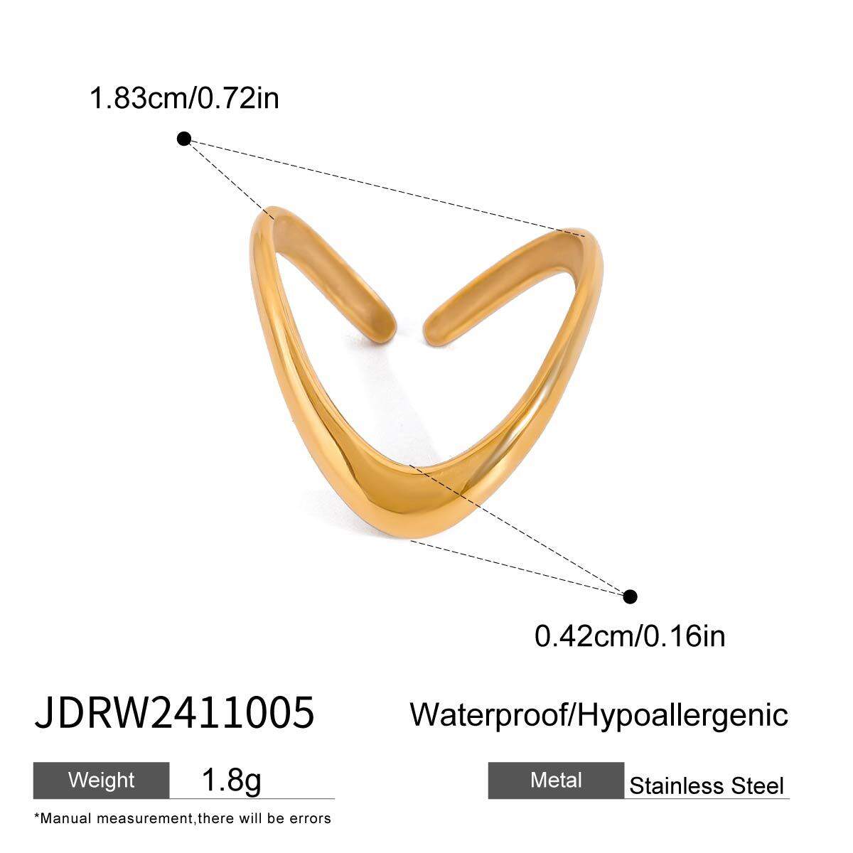 1 pair simple series simple geometric stainless steel gold plated women adjustable rings