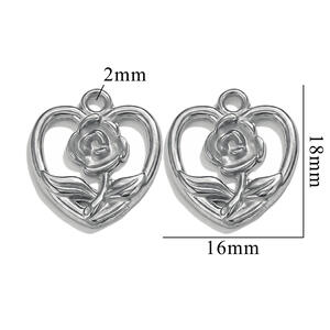 1 Piece Romantic Series Daily Rose Stainless Steel Waterproof Gold Color Women's Pendants h5