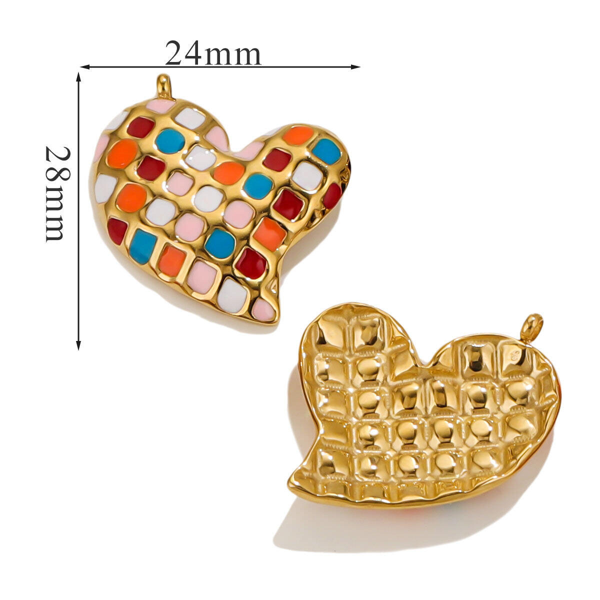 1 Piece Romantic Series Stunning Drop Oil Heart Stainless Steel Waterproof Gold Color Women's Pendants h5 