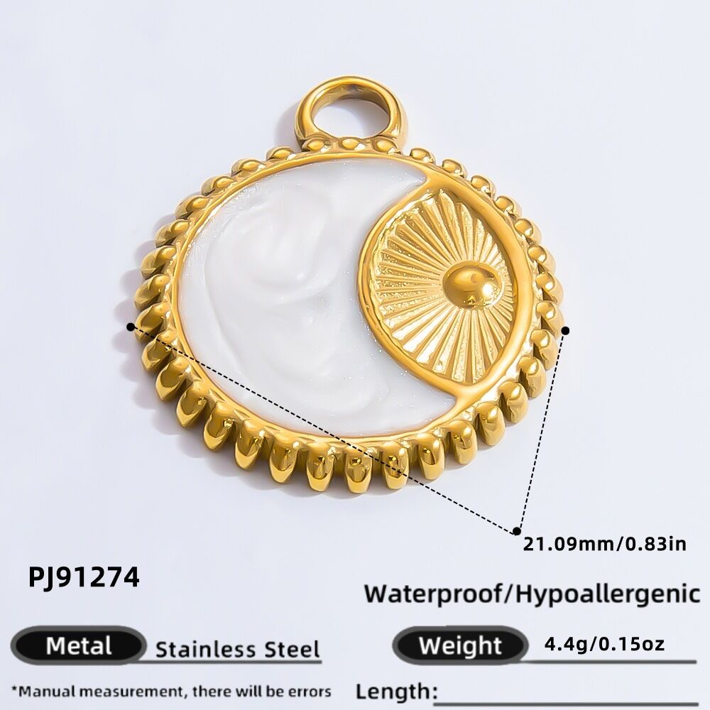 1 pezzo di ciondolo da donna fai da te in acciaio inossidabile geometrico vintage della serie classica, impermeabile, color oro h5