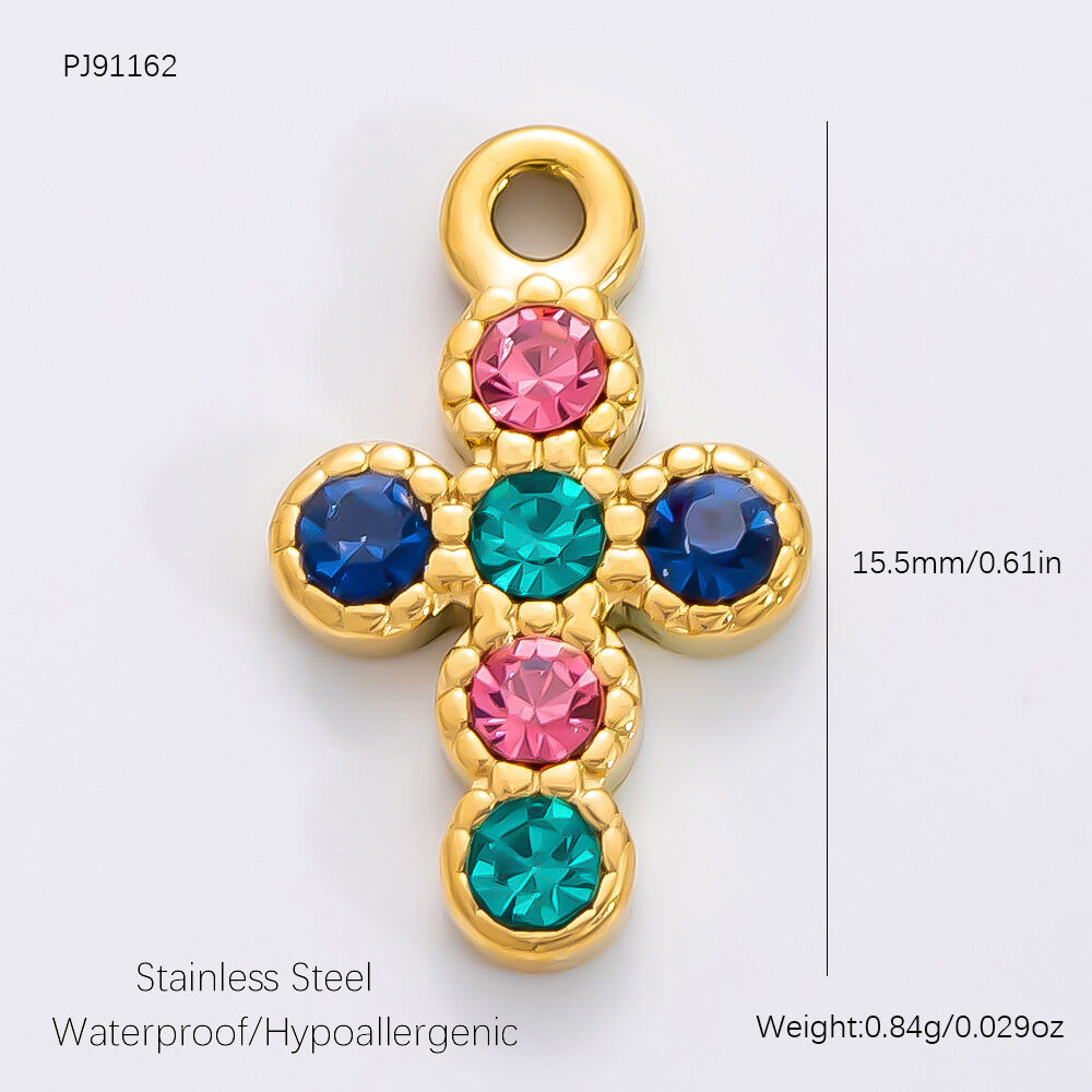 1 Piece Romantic Series Sweet Turtle Stainless Steel Waterproof Gold Color Rhinestone Women's Pendants h5